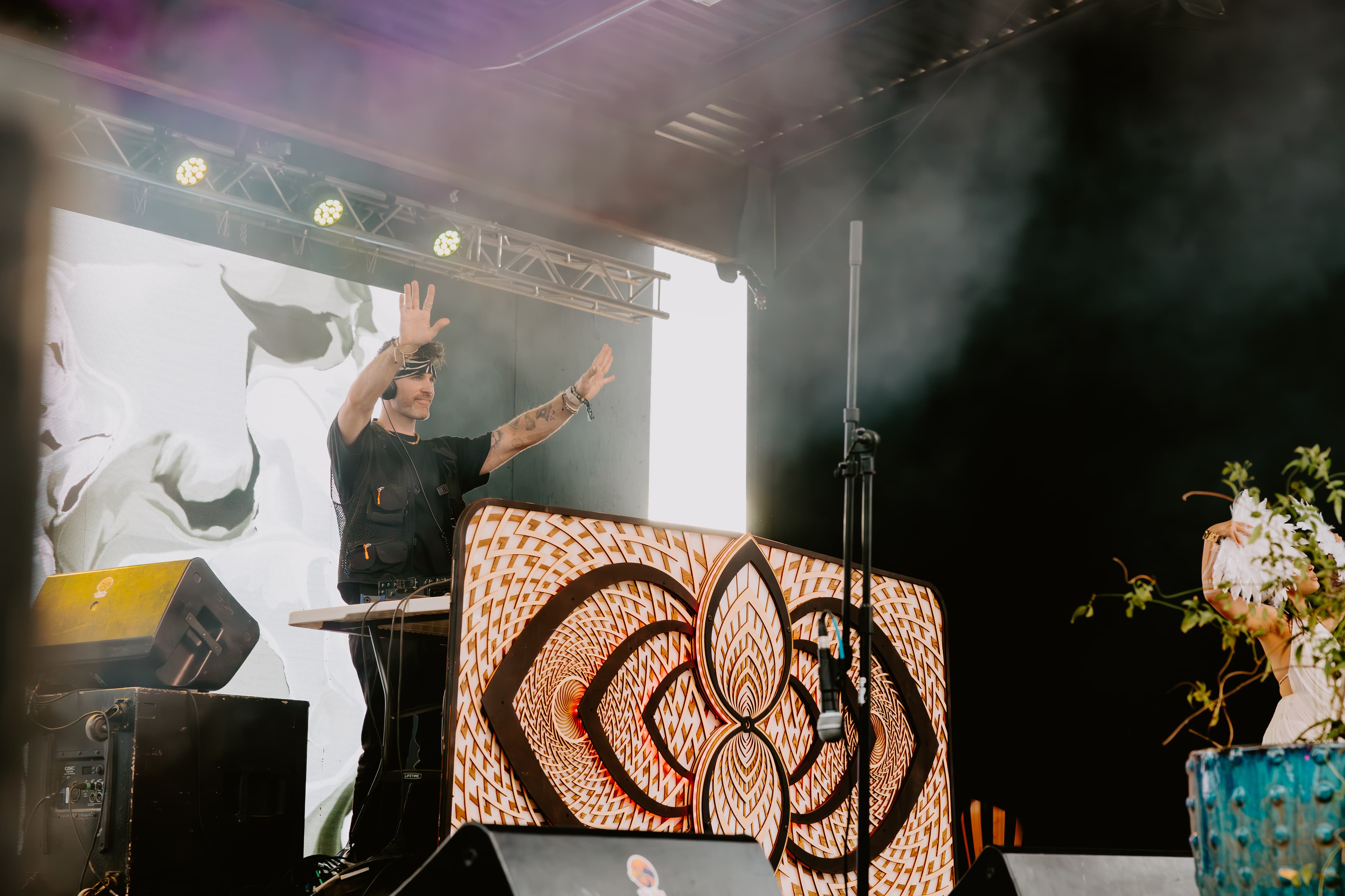 Cosmosis DJ booth live on stage