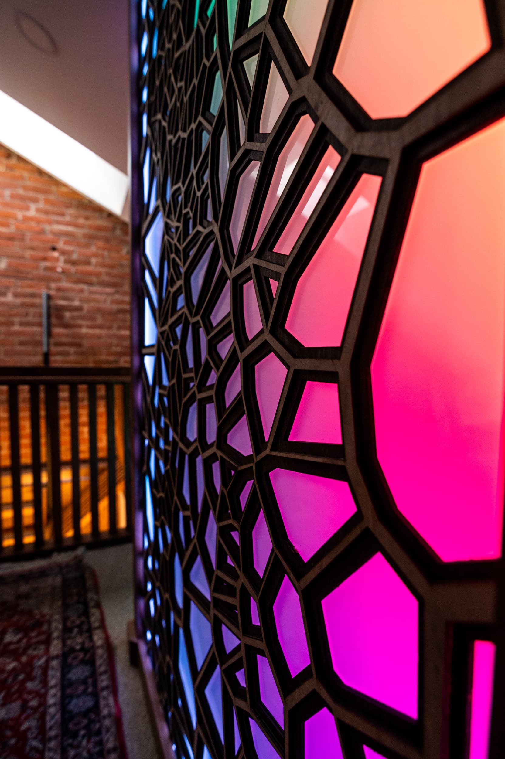 Custom LED backlit lasercut panel installation